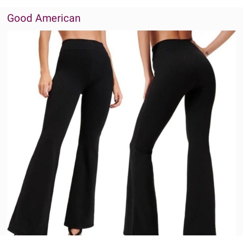 Good American Black ribbed seamless slim flare size 7/8